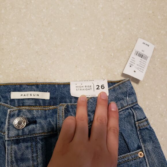 PacSun Jeans Womens High Rise Straight Button Fly Jean Size 26 NWT - Picture 3 of 7